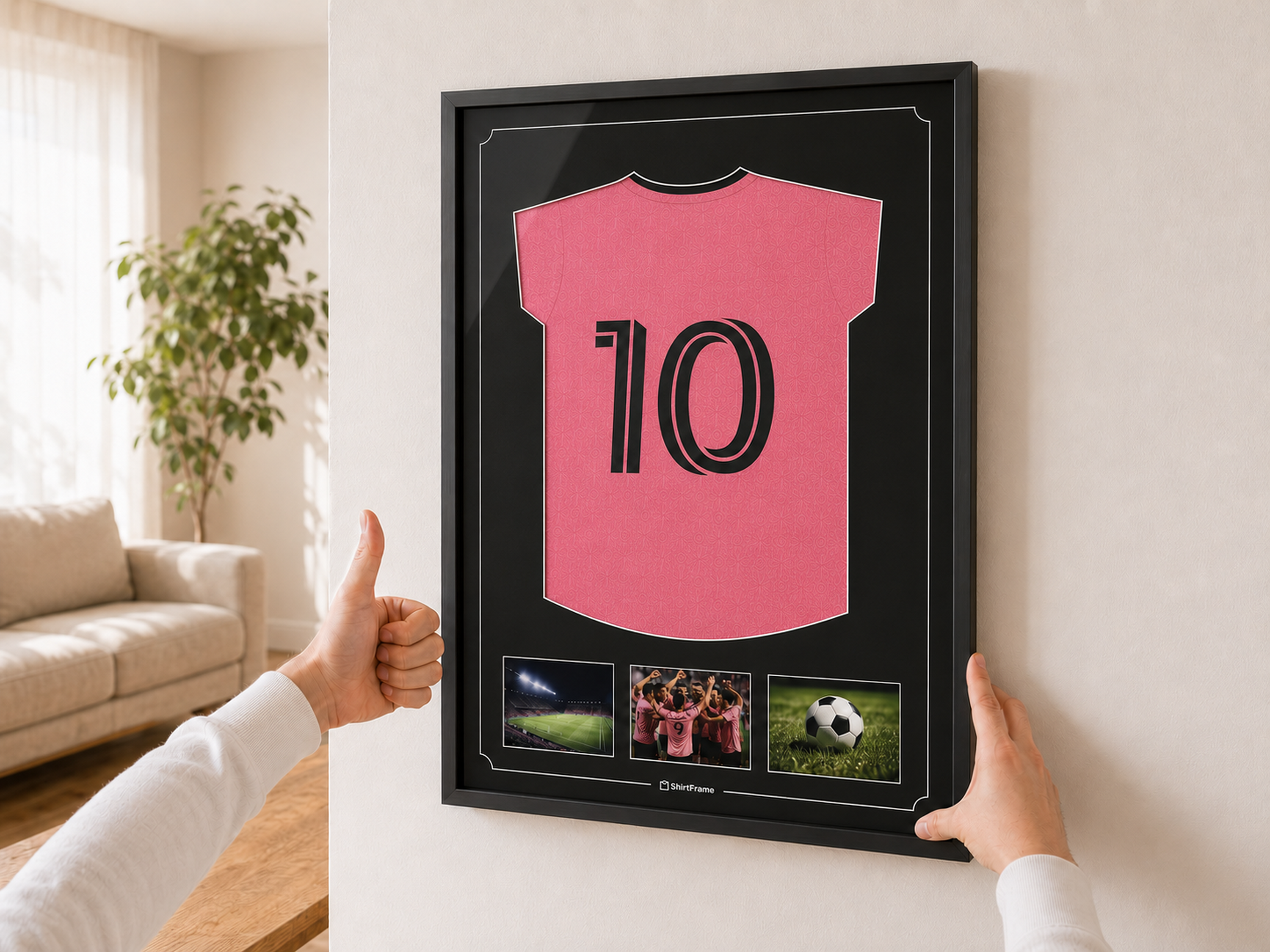 Maillot encadré accroché au mur