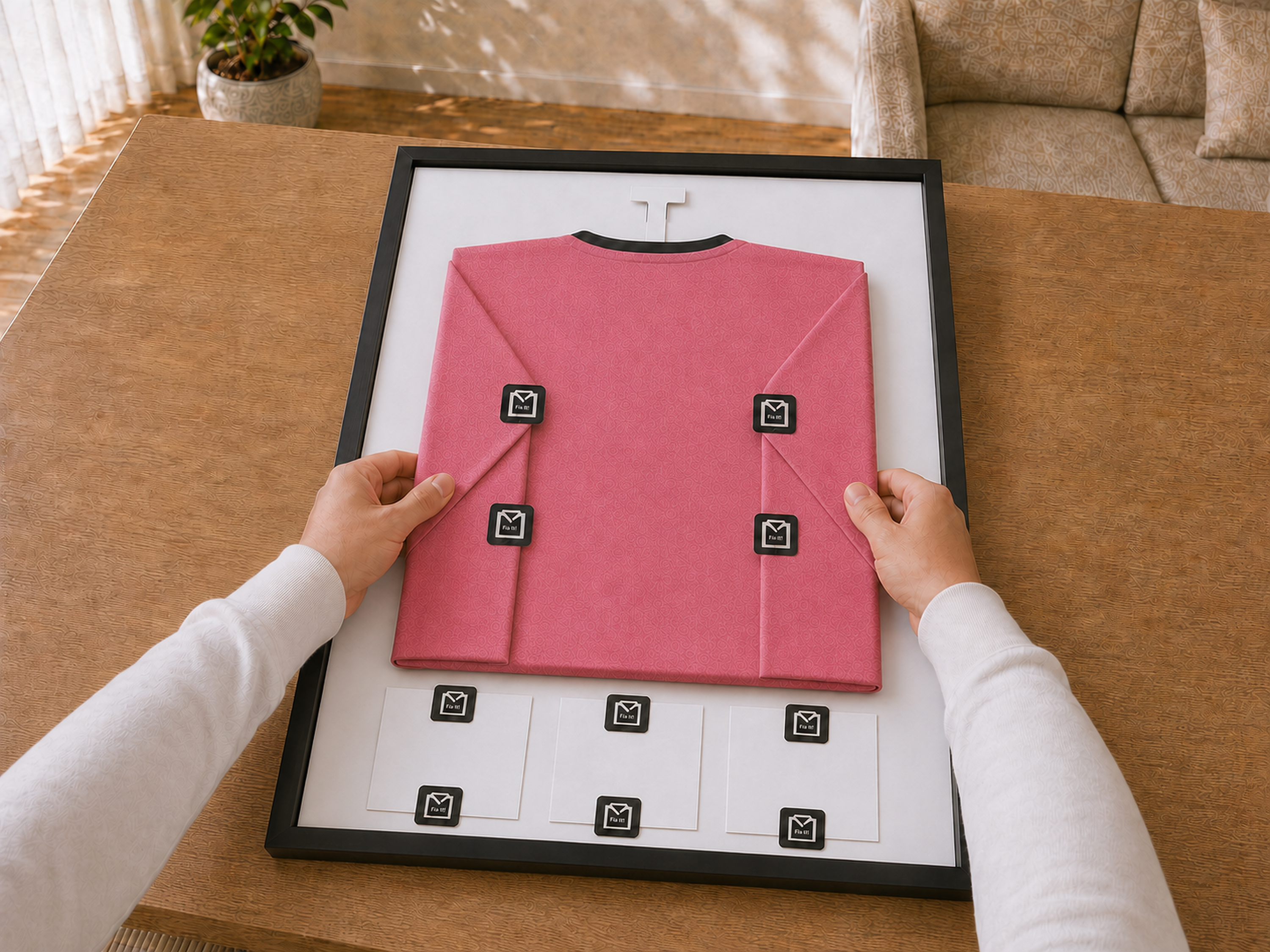 Placement du maillot centré dans la découpe